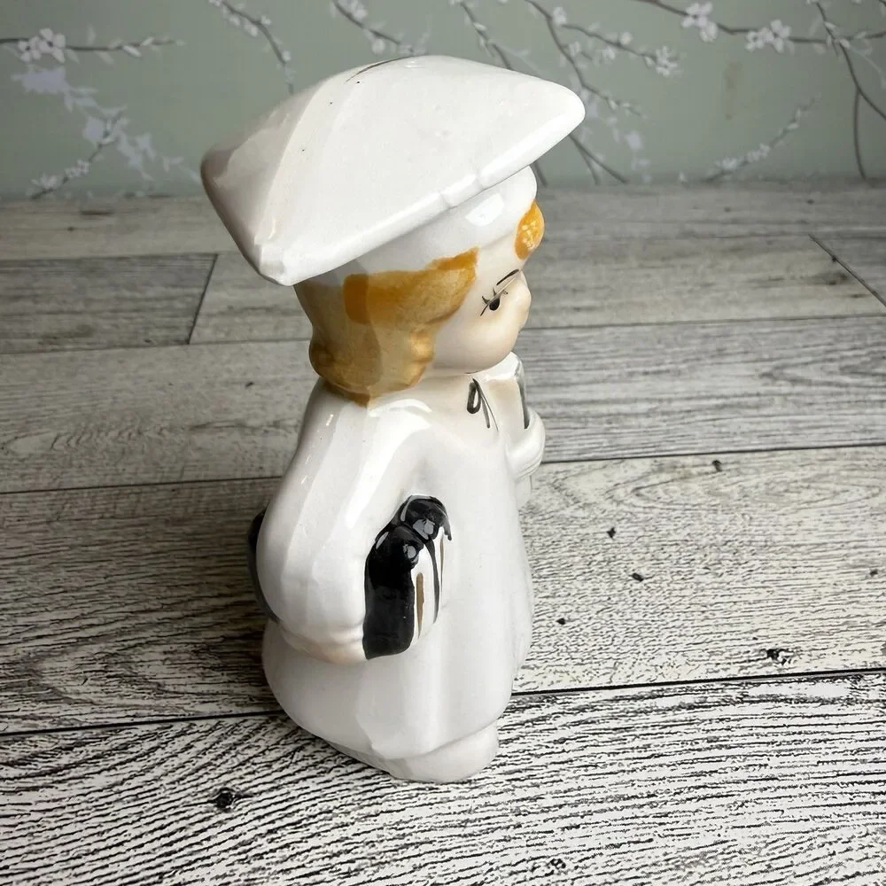 Vintage Graduate Graduation Girl Figurine Porcelain Ceramic Japan 1950s 4 Inch